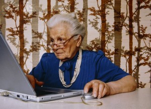 Old Woman checking her email again